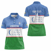 Uzbekistan Football Custom Women Polo Shirt Come On White Wolves Flag Style - Wonder Print Shop