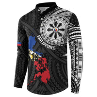 Philippines Strong Button Sweatshirt Filipino Map Polynesian Tattoo - Wonder Print Shop