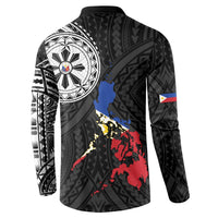 Philippines Strong Button Sweatshirt Filipino Map Polynesian Tattoo - Wonder Print Shop