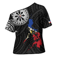 Philippines Strong Cross Shoulder Shirt Filipino Map Polynesian Tattoo - Wonder Print Shop