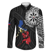 Philippines Strong Family Matching Long Sleeve Bodycon Dress and Hawaiian Shirt Filipino Map Polynesian Tattoo - Wonder Print Shop