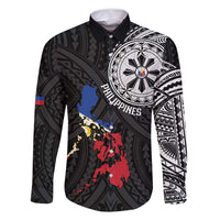 Philippines Strong Family Matching Long Sleeve Bodycon Dress and Hawaiian Shirt Filipino Map Polynesian Tattoo - Wonder Print Shop