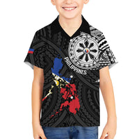 Philippines Strong Family Matching Long Sleeve Bodycon Dress and Hawaiian Shirt Filipino Map Polynesian Tattoo - Wonder Print Shop