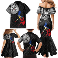 Philippines Strong Family Matching Mermaid Dress and Hawaiian Shirt Filipino Map Polynesian Tattoo - Wonder Print Shop