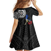 Philippines Strong Family Matching Off The Shoulder Long Sleeve Dress and Hawaiian Shirt Filipino Map Polynesian Tattoo - Wonder Print Shop