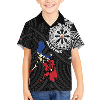 Philippines Strong Family Matching Off Shoulder Maxi Dress and Hawaiian Shirt Filipino Map Polynesian Tattoo - Wonder Print Shop