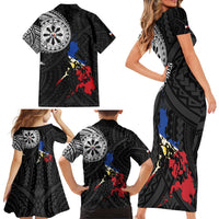Philippines Strong Family Matching Short Sleeve Bodycon Dress and Hawaiian Shirt Filipino Map Polynesian Tattoo - Wonder Print Shop