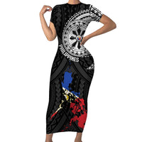 Philippines Strong Family Matching Short Sleeve Bodycon Dress and Hawaiian Shirt Filipino Map Polynesian Tattoo - Wonder Print Shop