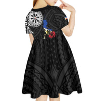 Philippines Strong Kid Short Sleeve Dress Filipino Map Polynesian Tattoo - Wonder Print Shop