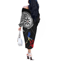 Philippines Strong Off The Shoulder Long Sleeve Dress Filipino Map Polynesian Tattoo - Wonder Print Shop
