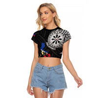 Philippines Strong Raglan Cropped T Shirt Filipino Map Polynesian Tattoo - Wonder Print Shop