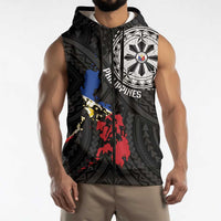Philippines Strong Sleeveless Zip Hoodie Filipino Map Polynesian Tattoo - Wonder Print Shop
