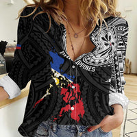 Philippines Strong Women Casual Shirt Filipino Map Polynesian Tattoo - Wonder Print Shop