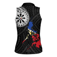 Philippines Strong Women Sleeveless Polo Shirt Filipino Map Polynesian Tattoo - Wonder Print Shop