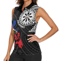 Philippines Strong Women Sleeveless Polo Shirt Filipino Map Polynesian Tattoo - Wonder Print Shop
