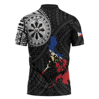 Philippines Strong Zipper Polo Shirt Filipino Map Polynesian Tattoo - Wonder Print Shop