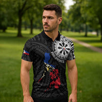 Philippines Strong Zipper Polo Shirt Filipino Map Polynesian Tattoo - Wonder Print Shop