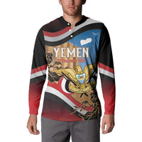 Personalised Yemen Independence Day Button Sweatshirt Awwam Temple With Coat Of Arms Proud - Wonder Print Shop