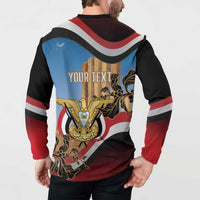 Personalised Yemen Independence Day Button Sweatshirt Awwam Temple With Coat Of Arms Proud - Wonder Print Shop