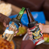 Personalised Yemen Independence Day 4 in 1 Can Cooler Tumbler Awwam Temple With Coat Of Arms Proud - Wonder Print Shop