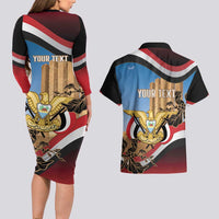 Personalised Yemen Independence Day Couples Matching Long Sleeve Bodycon Dress and Hawaiian Shirt Awwam Temple With Coat Of Arms Proud - Wonder Print Shop