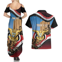 Personalised Yemen Independence Day Couples Matching Summer Maxi Dress and Hawaiian Shirt Awwam Temple With Coat Of Arms Proud - Wonder Print Shop
