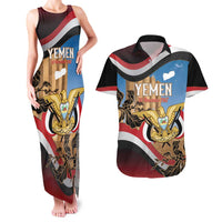 Personalised Yemen Independence Day Couples Matching Tank Maxi Dress and Hawaiian Shirt Awwam Temple With Coat Of Arms Proud - Wonder Print Shop