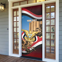 Personalised Yemen Independence Day Door Cover Awwam Temple With Coat Of Arms Proud - Wonder Print Shop