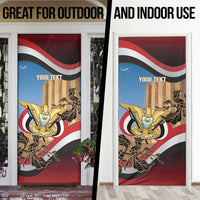 Personalised Yemen Independence Day Door Cover Awwam Temple With Coat Of Arms Proud - Wonder Print Shop
