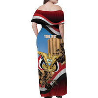 Personalised Yemen Independence Day Family Matching Off Shoulder Maxi Dress and Hawaiian Shirt Awwam Temple With Coat Of Arms Proud - Wonder Print Shop