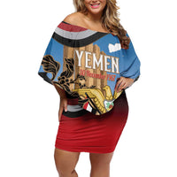 Personalised Yemen Independence Day Family Matching Off Shoulder Short Dress and Hawaiian Shirt Awwam Temple With Coat Of Arms Proud - Wonder Print Shop