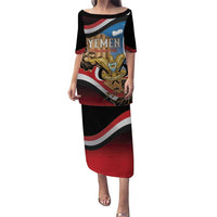 Personalised Yemen Independence Day Family Matching Puletasi and Hawaiian Shirt Awwam Temple With Coat Of Arms Proud - Wonder Print Shop