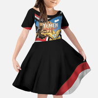 Personalised Yemen Independence Day Family Matching Short Sleeve Bodycon Dress and Hawaiian Shirt Awwam Temple With Coat Of Arms Proud - Wonder Print Shop