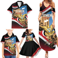 Personalised Yemen Independence Day Family Matching Summer Maxi Dress and Hawaiian Shirt Awwam Temple With Coat Of Arms Proud - Wonder Print Shop