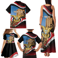Personalised Yemen Independence Day Family Matching Tank Maxi Dress and Hawaiian Shirt Awwam Temple With Coat Of Arms Proud - Wonder Print Shop