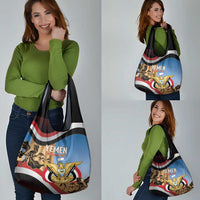 Personalised Yemen Independence Day Grocery Bag Awwam Temple With Coat Of Arms Proud - Wonder Print Shop