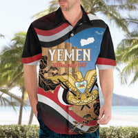 Personalised Yemen Independence Day Hawaiian Shirt Awwam Temple With Coat Of Arms Proud - Wonder Print Shop