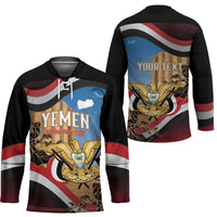 Personalised Yemen Independence Day Hockey Jersey Awwam Temple With Coat Of Arms Proud - Wonder Print Shop