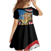 Personalised Yemen Independence Day Kid Short Sleeve Dress Awwam Temple With Coat Of Arms Proud - Wonder Print Shop