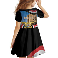 Personalised Yemen Independence Day Kid Short Sleeve Dress Awwam Temple With Coat Of Arms Proud - Wonder Print Shop