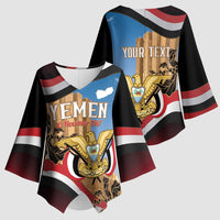 Personalised Yemen Independence Day Kimono Sleeve Blouse Awwam Temple With Coat Of Arms Proud - Wonder Print Shop