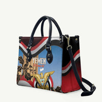 Personalised Yemen Independence Day Leather Bag Awwam Temple With Coat Of Arms Proud - Wonder Print Shop