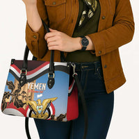 Personalised Yemen Independence Day Leather Bag Awwam Temple With Coat Of Arms Proud - Wonder Print Shop