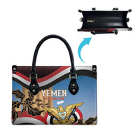 Personalised Yemen Independence Day Leather Bag Awwam Temple With Coat Of Arms Proud - Wonder Print Shop