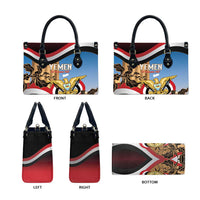 Personalised Yemen Independence Day Leather Bag Awwam Temple With Coat Of Arms Proud - Wonder Print Shop