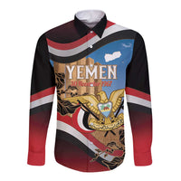 Personalised Yemen Independence Day Long Sleeve Button Shirt Awwam Temple With Coat Of Arms Proud - Wonder Print Shop