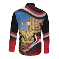 Personalised Yemen Independence Day Long Sleeve Button Shirt Awwam Temple With Coat Of Arms Proud - Wonder Print Shop