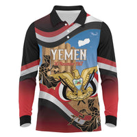 Personalised Yemen Independence Day Long Sleeve Polo Shirt Awwam Temple With Coat Of Arms Proud - Wonder Print Shop