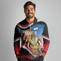 Personalised Yemen Independence Day Long Sleeve Polo Shirt Awwam Temple With Coat Of Arms Proud - Wonder Print Shop