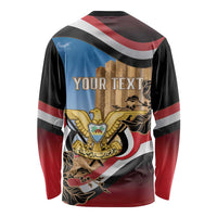 Personalised Yemen Independence Day Long Sleeve Shirt Awwam Temple With Coat Of Arms Proud - Wonder Print Shop